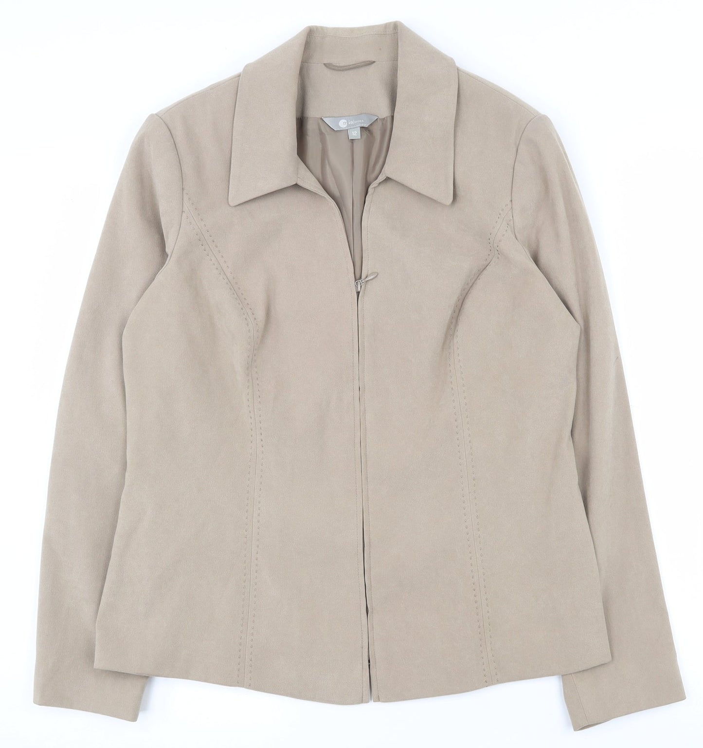 Mia Moda Womens Beige   Jacket  Size 12  Zip