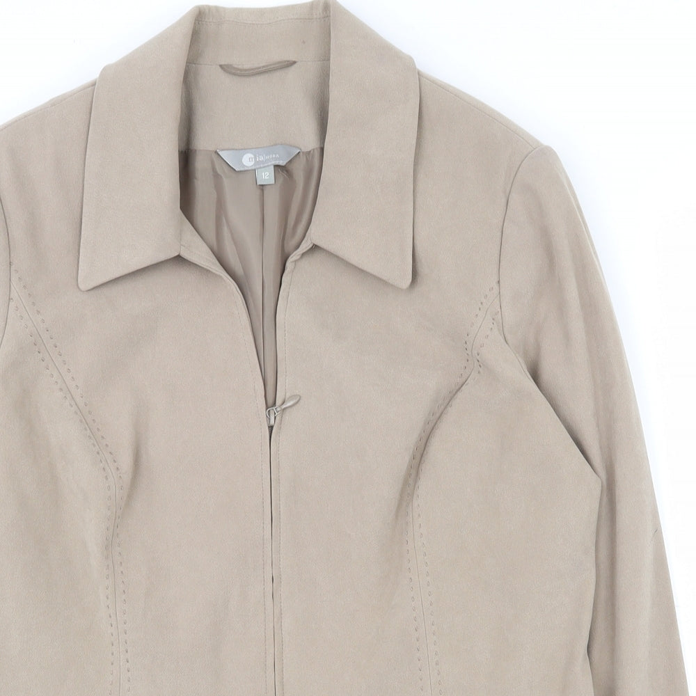 Mia Moda Womens Beige   Jacket  Size 12  Zip