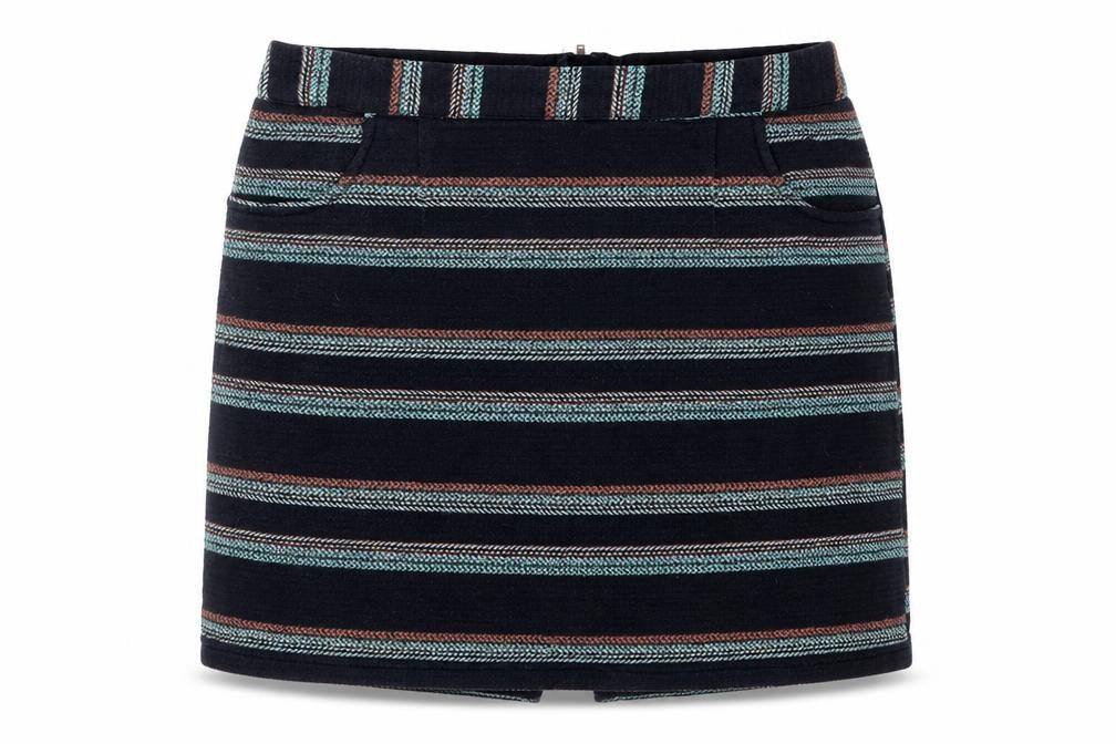 Papaya Womens Black Striped Cotton Mini Skirt Size 14   Zip