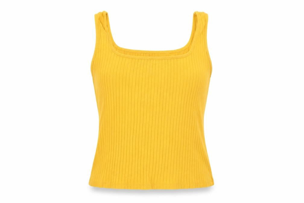 SheIn Womens Yellow  Cotton Basic Tank Size L Square Neck