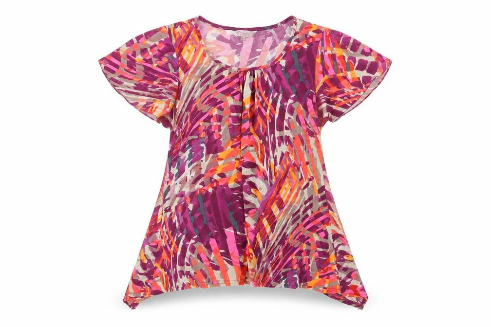 Mimosa Womens Purple Geometric Polyester Basic Blouse Size 12 Scoop Neck