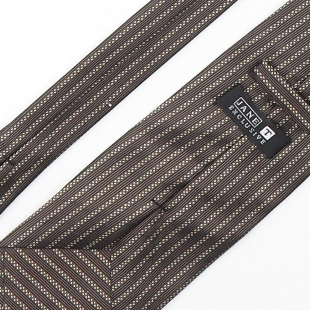 Jane  Mens Brown Geometric Silk Pointed Tie One Size