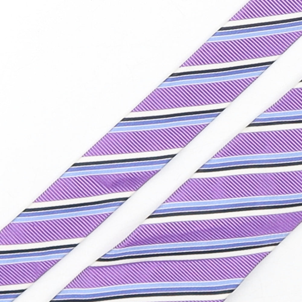 Michelson Mens Multicoloured Striped Silk Pointed Tie One Size