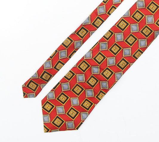 Derby Mens Multicoloured Geometric Silk Pointed Tie One Size