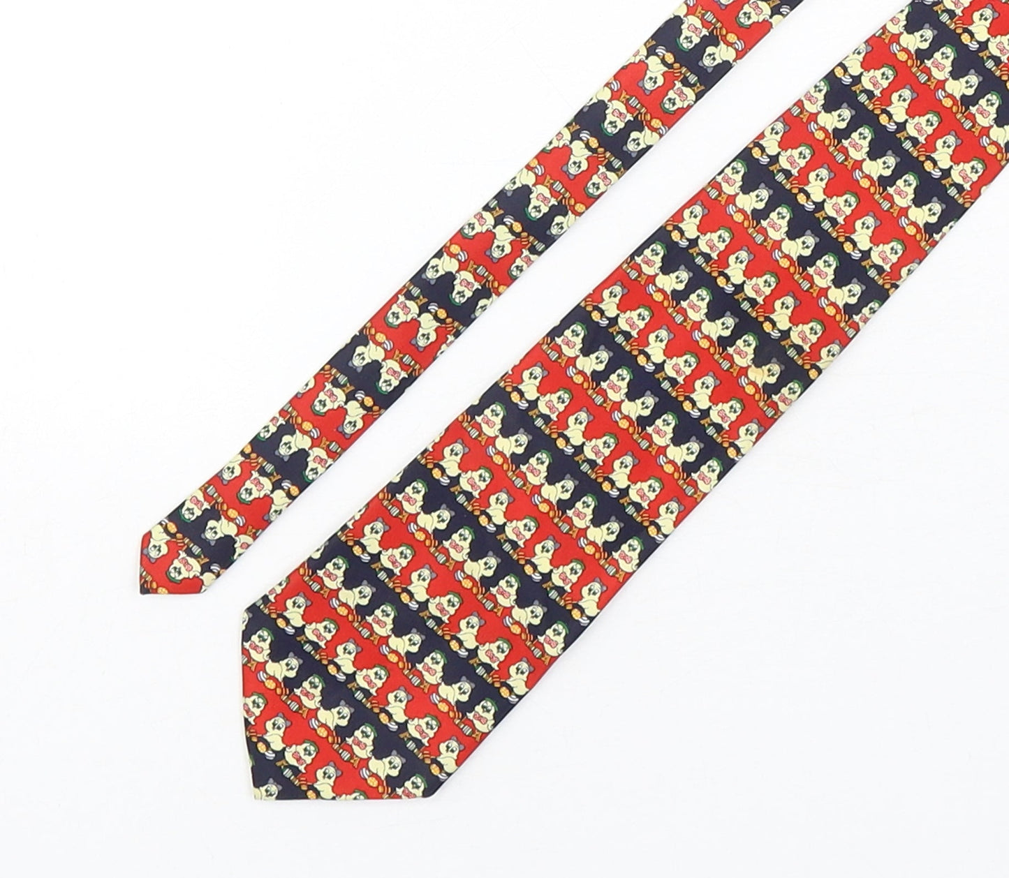 Rene Chagal Mens Multicoloured Geometric Silk Pointed Tie One Size - Bird Print