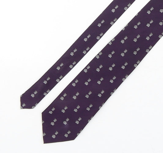 Michael Suu Mens Purple Geometric Silk Pointed Tie One Size