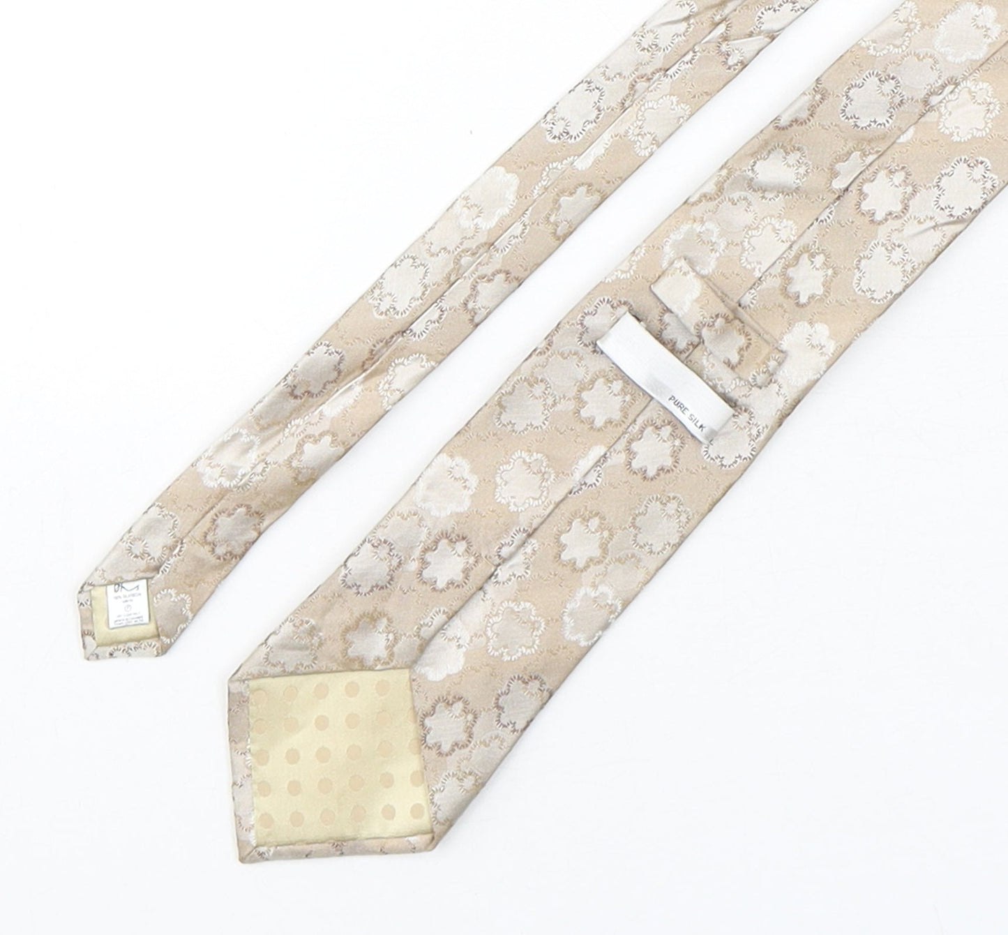 BHS Mens Beige Geometric Silk Pointed Tie One Size