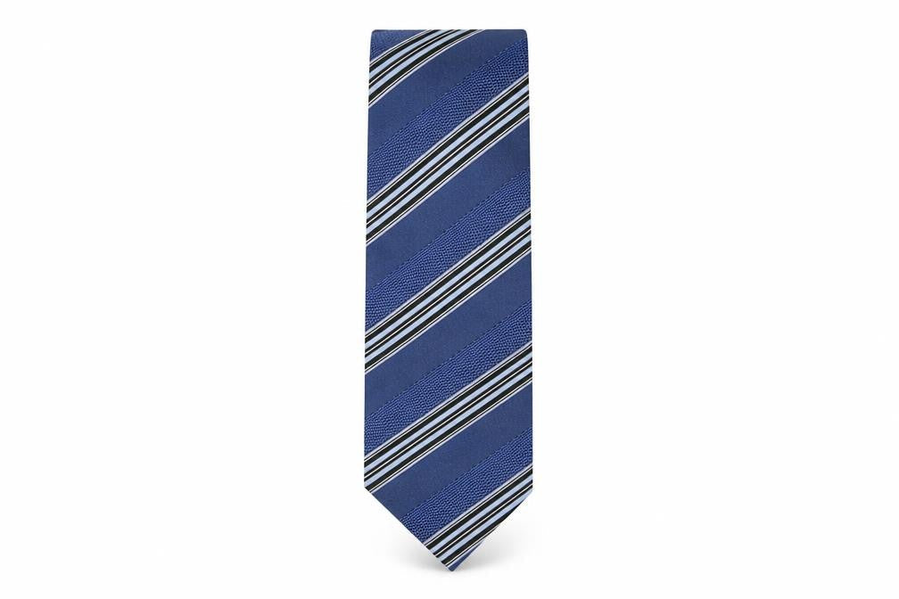 Slaters Mens Blue Striped Silk Pointed Tie One Size