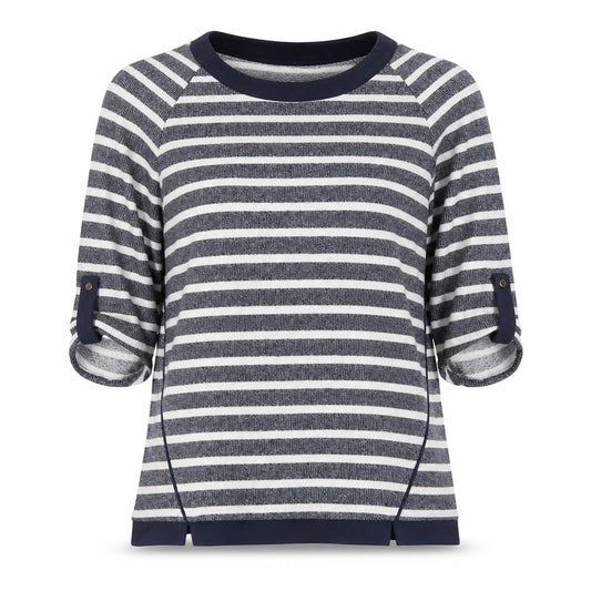 Dandara Womens Blue Striped Polyester Jersey T-Shirt Size S Round Neck