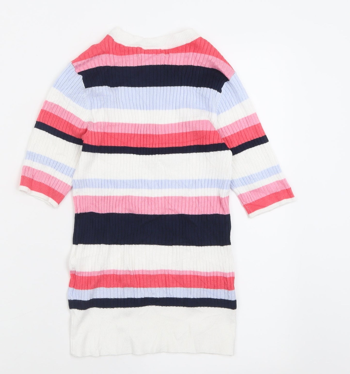 Marks and Spencer Womens Pink Crew Neck Striped Viscose Pullover Jumper Size 6