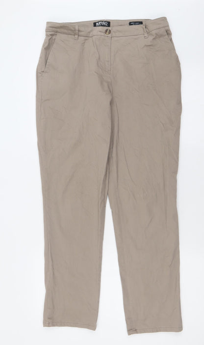 Buffalo Womens Beige  Cotton Trousers  Size 12 L30 in Regular Button