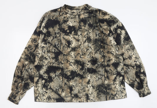 Stradivarius Womens Brown Crew Neck Animal Print Polyester Pullover Jumper Size S