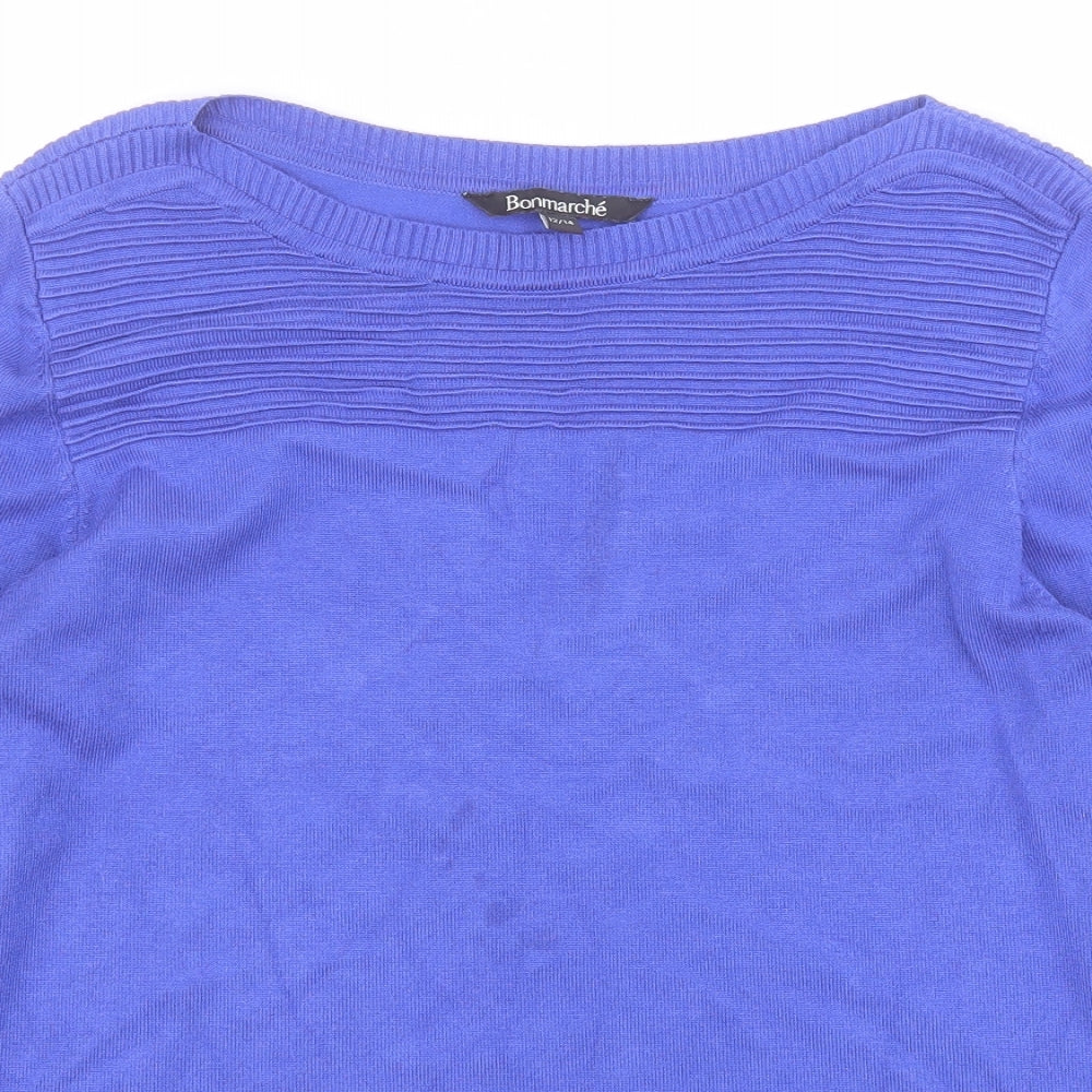 Bonmarche Womens Purple Round Neck  Viscose Pullover Jumper Size 12