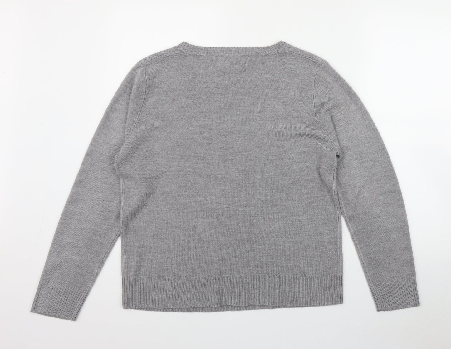 Papaya Womens Grey Scoop Neck  Acrylic Pullover Jumper Size 16