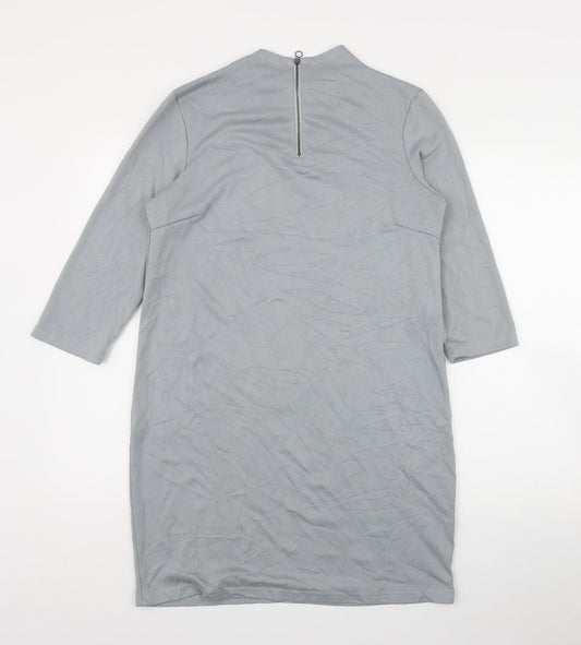VILA Womens Grey  Polyester A-Line  Size M  High Neck Zip