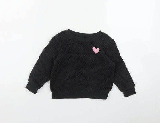 Old Navy Girls Black  Polyester Pullover Sweatshirt Size 2 Years