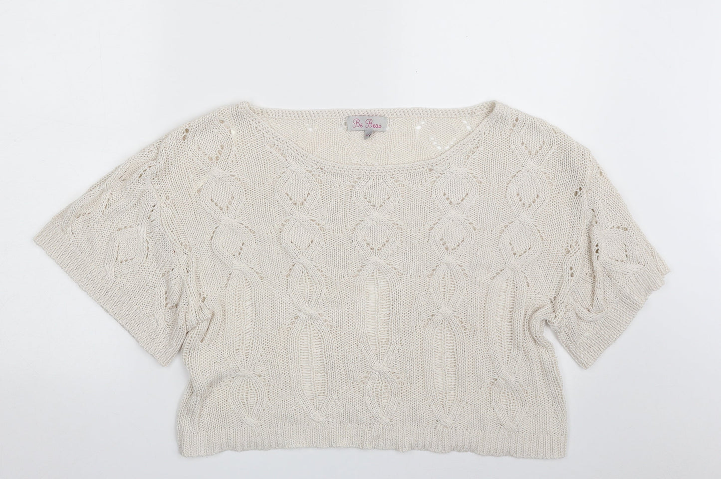 Matalan Womens White Boat Neck Argyle/Diamond Acrylic Pullover Jumper Size 10