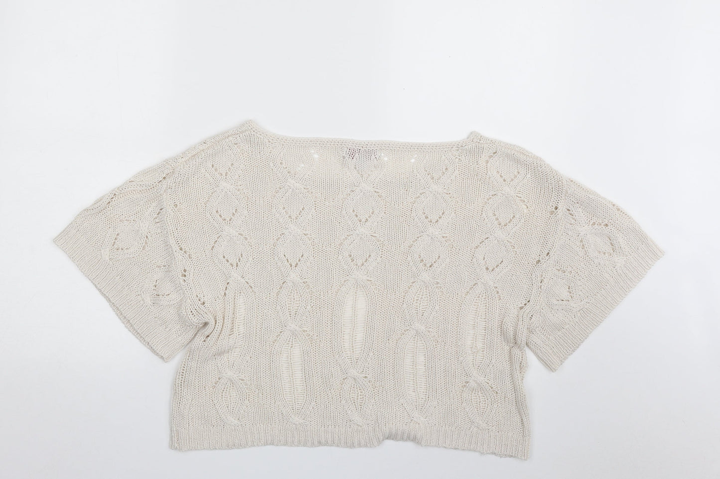 Matalan Womens White Boat Neck Argyle/Diamond Acrylic Pullover Jumper Size 10