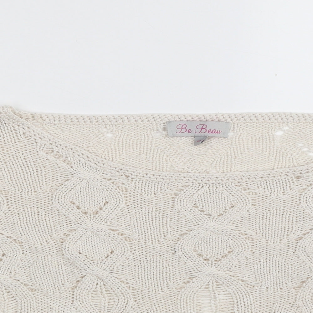 Matalan Womens White Boat Neck Argyle/Diamond Acrylic Pullover Jumper Size 10
