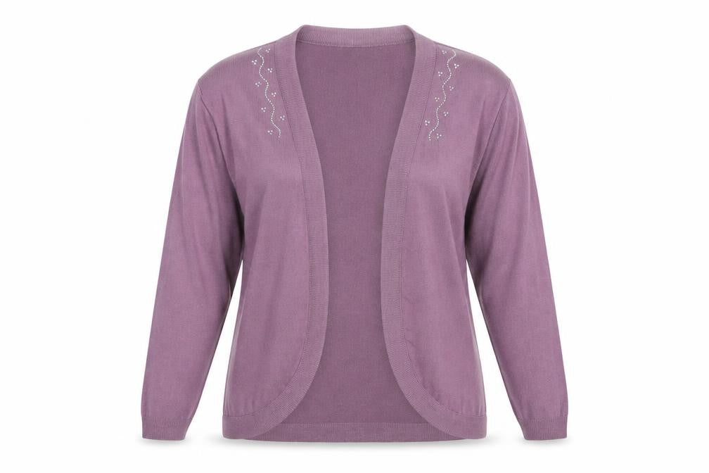 Afibel Womens Purple V-Neck  Acrylic Cardigan Jumper Size 14