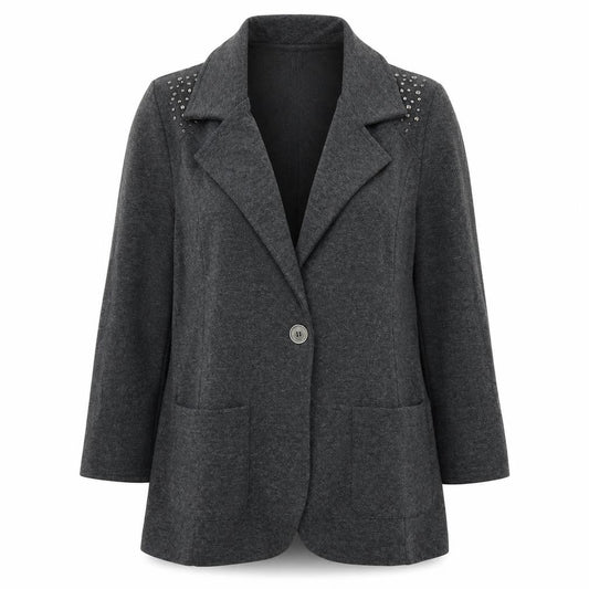 Denim & Co. Womens Grey   Jacket Blazer Size 8  Button
