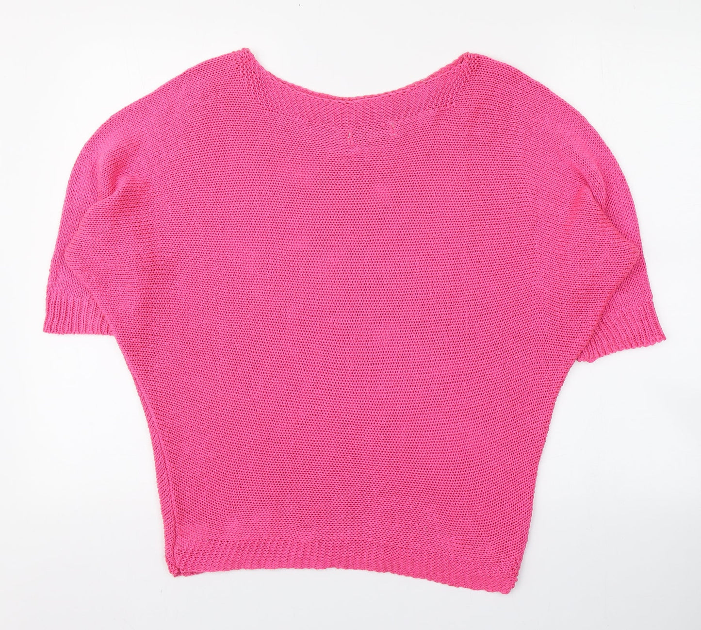 Isabella D Womens Pink  Acrylic Basic Blouse Size L Round Neck