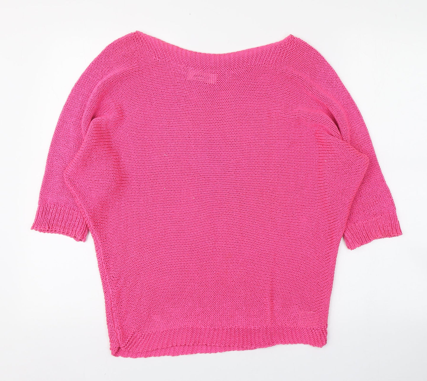 Isabella D Womens Pink  Acrylic Basic Blouse Size L Round Neck