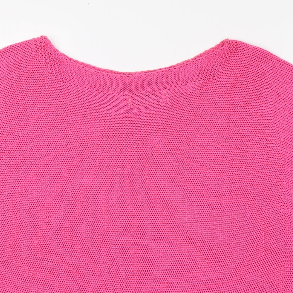 Isabella D Womens Pink  Acrylic Basic Blouse Size L Round Neck