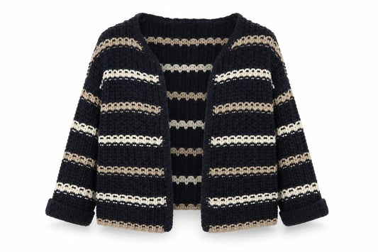Dorothy Perkins Womens Blue Round Neck Striped Acrylic Cardigan Jumper Size L