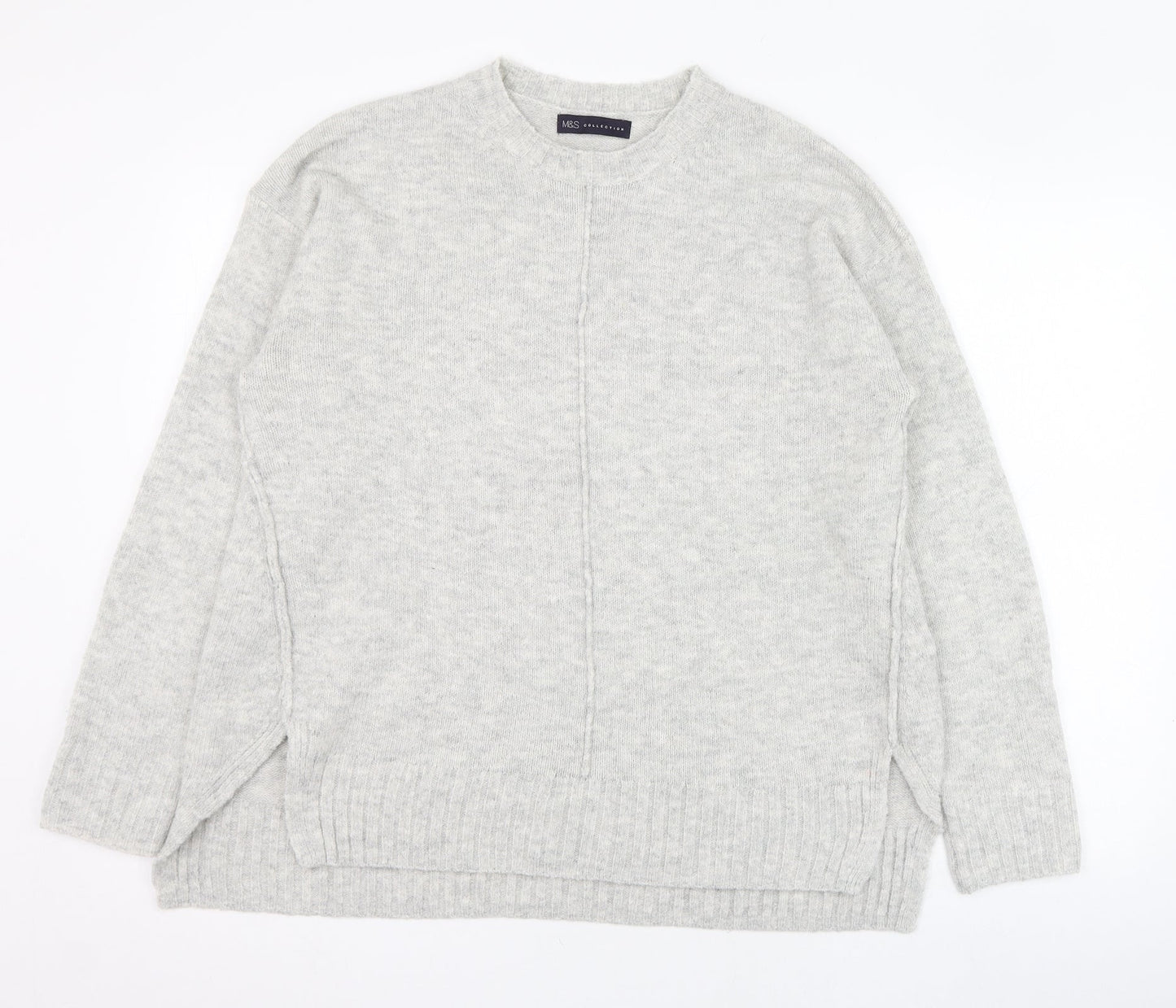 Marks and Spencer Womens Grey Round Neck  Acrylic Pullover Jumper Size M