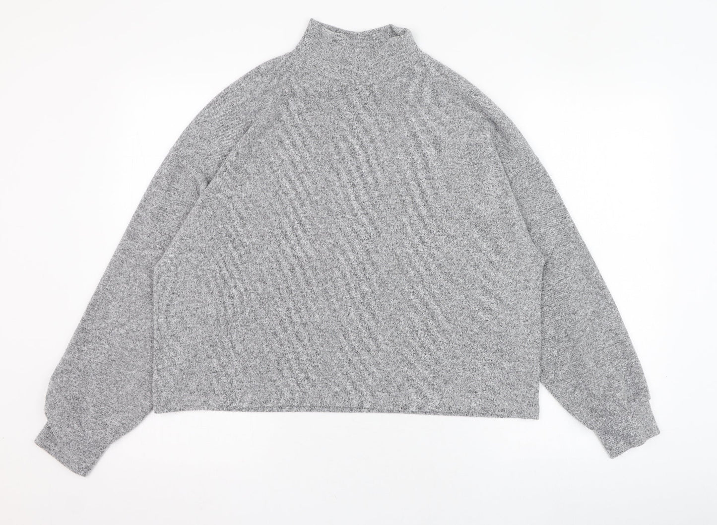 New Look Womens Grey Mock Neck  Polyester Pullover Jumper Size S