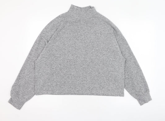New Look Womens Grey Mock Neck  Polyester Pullover Jumper Size S