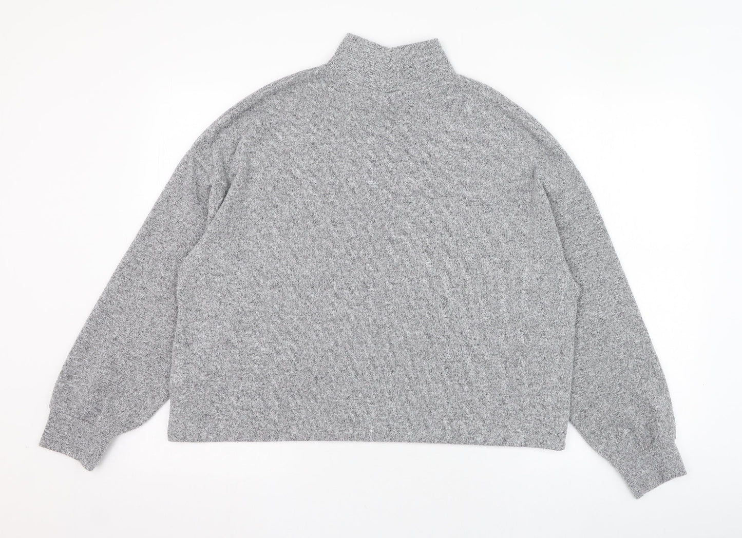 New Look Womens Grey Mock Neck  Polyester Pullover Jumper Size S