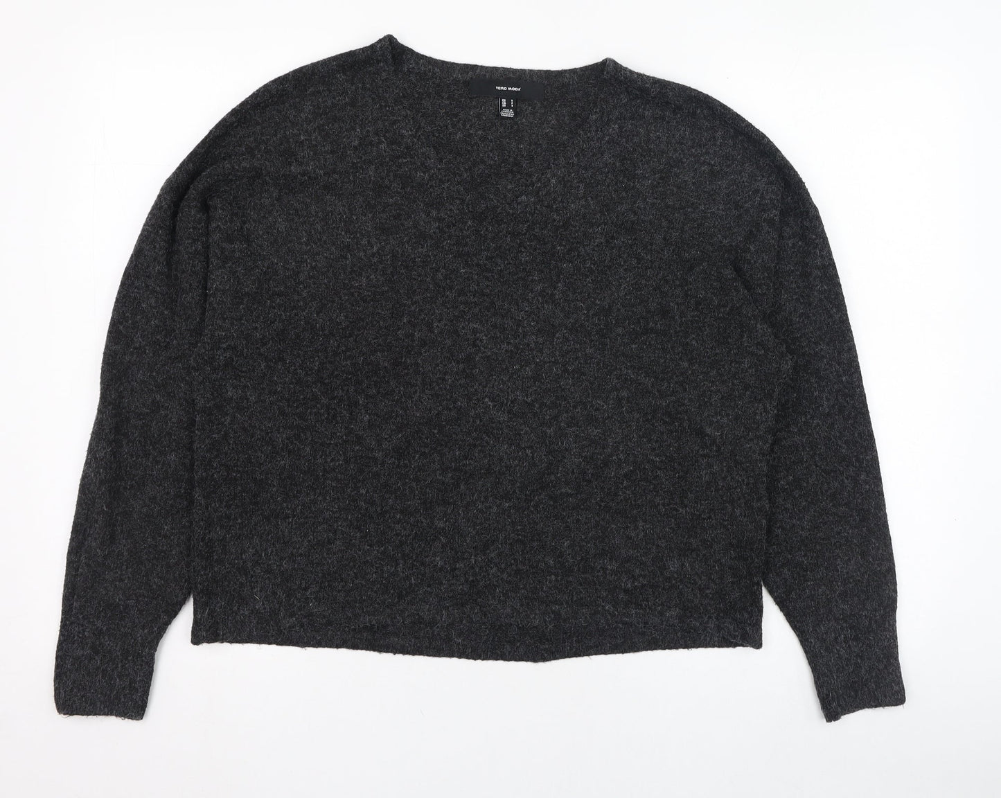 Vera Moda Womens Black V-Neck  Polyester Pullover Jumper Size S