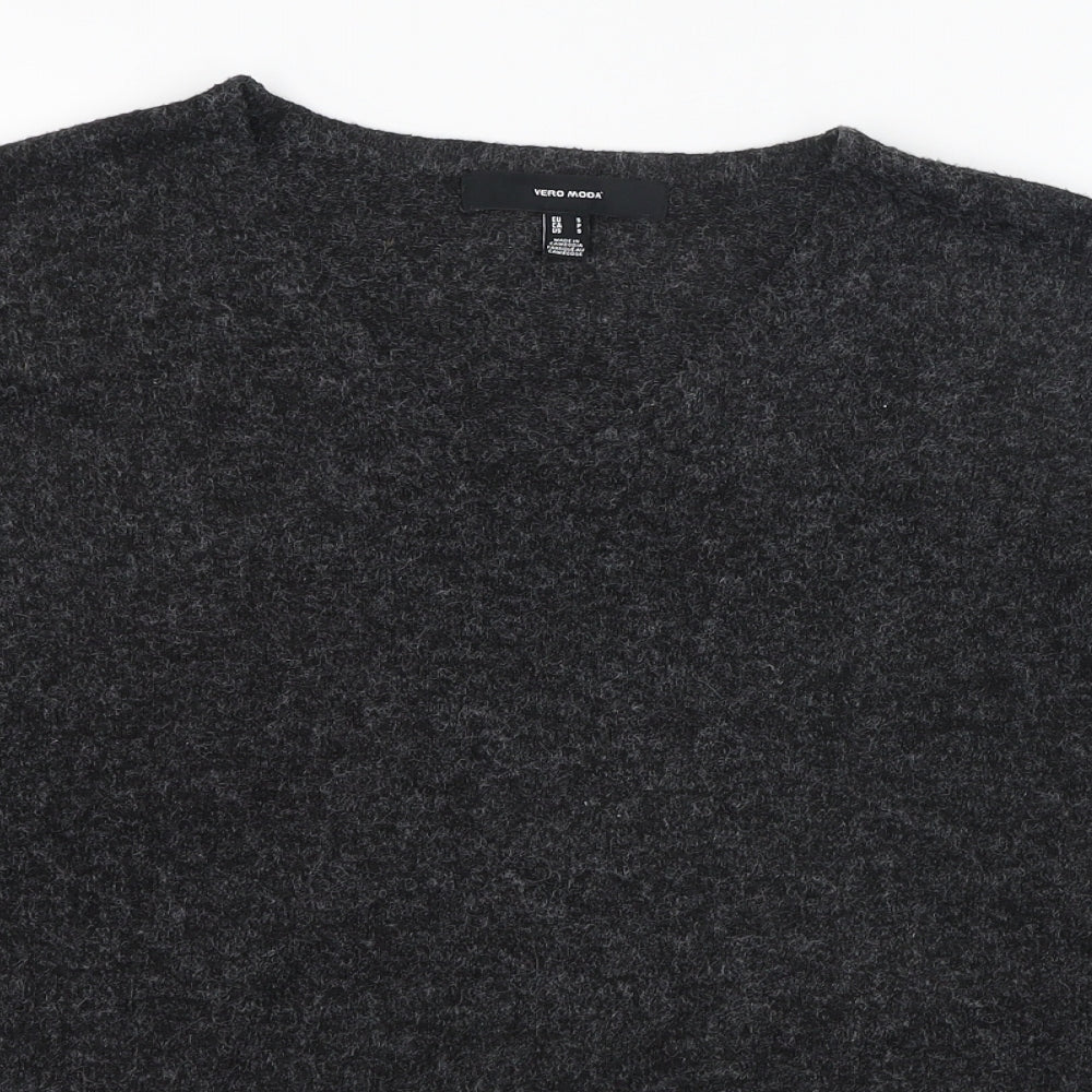 Vera Moda Womens Black V-Neck  Polyester Pullover Jumper Size S