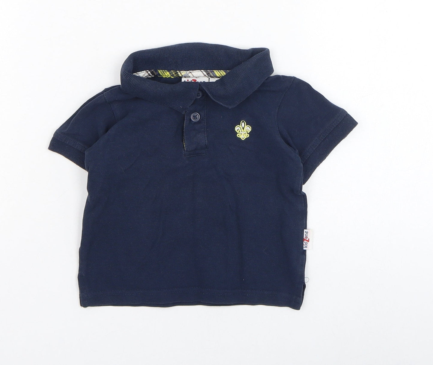 Kidzone Boys Blue  Cotton Basic Polo Size 12 Months Collared Button