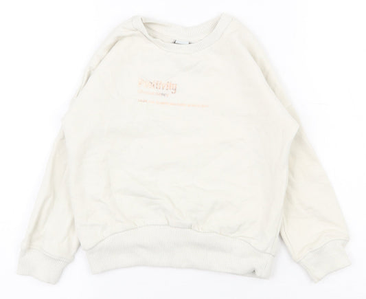 TU Girls White  Cotton Pullover Sweatshirt Size 5 Years  Pullover