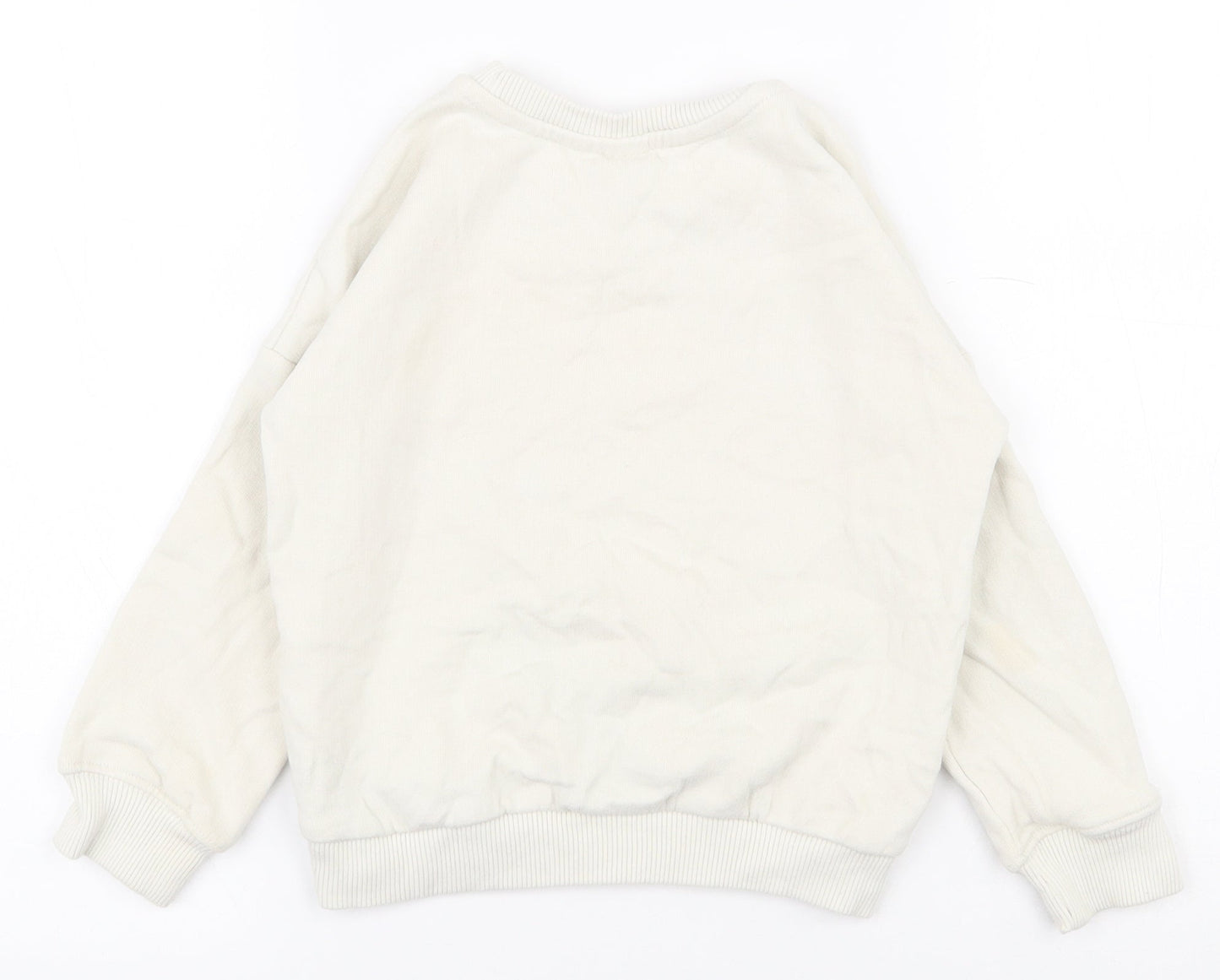 TU Girls White  Cotton Pullover Sweatshirt Size 5 Years  Pullover