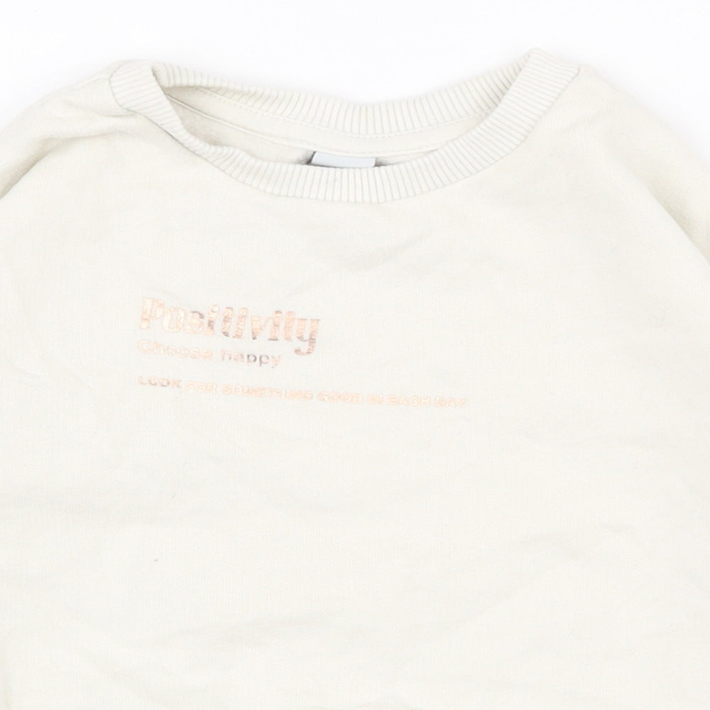 TU Girls White  Cotton Pullover Sweatshirt Size 5 Years  Pullover