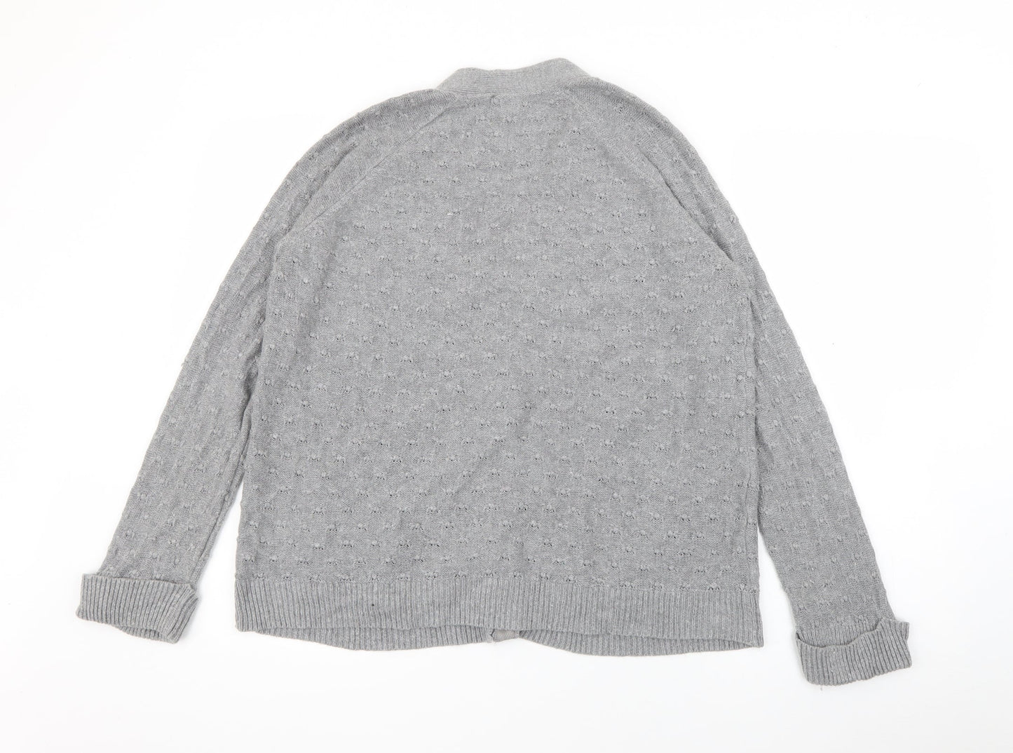 Topshop Womens Grey V-Neck  Cotton Cardigan Jumper Size 10