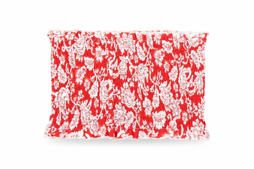 SheIn Womens Red Floral Polyester Basic Tank Size M Square Neck