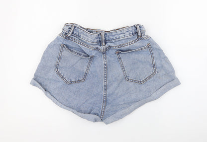 SHEIN Womens Blue  Cotton Hot Pants Shorts Size M  Regular Button