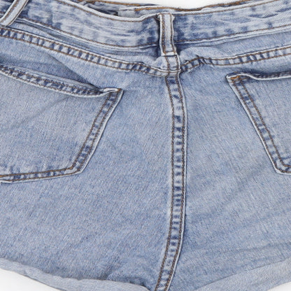 SHEIN Womens Blue  Cotton Hot Pants Shorts Size M  Regular Button