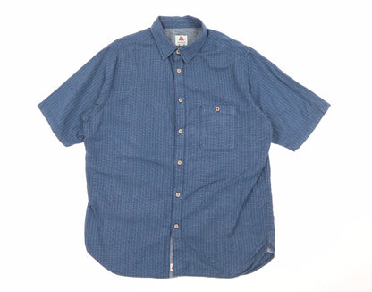 One Valley Mens Blue Geometric Cotton  Button-Up Size M Collared Button