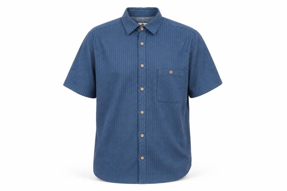 One Valley Mens Blue Geometric Cotton  Button-Up Size M Collared Button