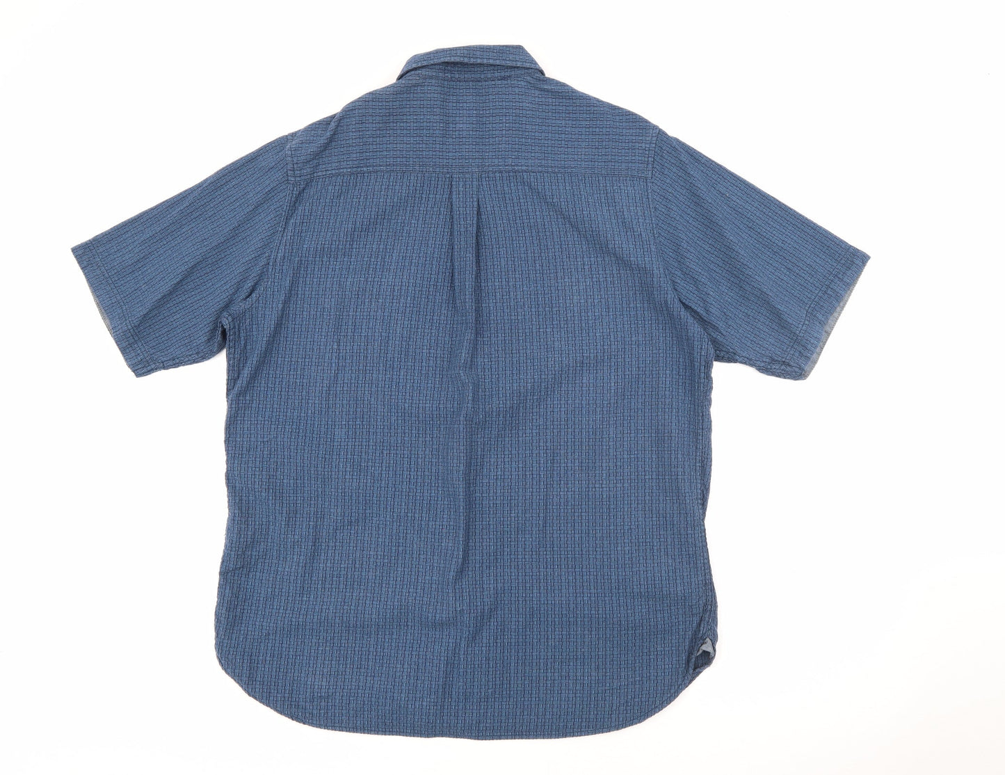 One Valley Mens Blue Geometric Cotton  Button-Up Size M Collared Button