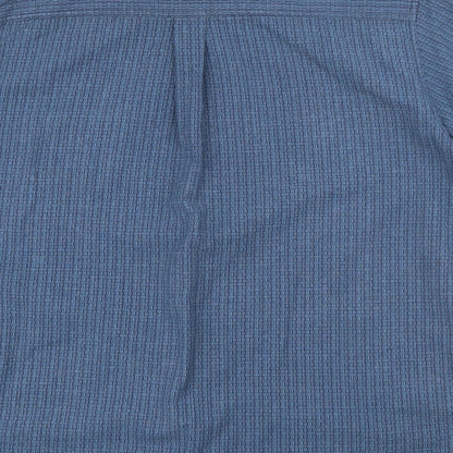 One Valley Mens Blue Geometric Cotton  Button-Up Size M Collared Button