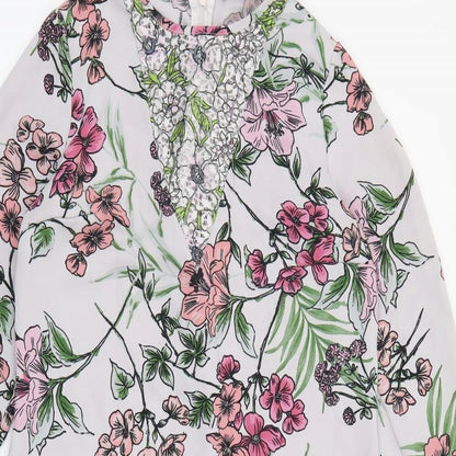 Very Womens Grey Floral Polyester Sheath  Size 10  Round Neck Zip