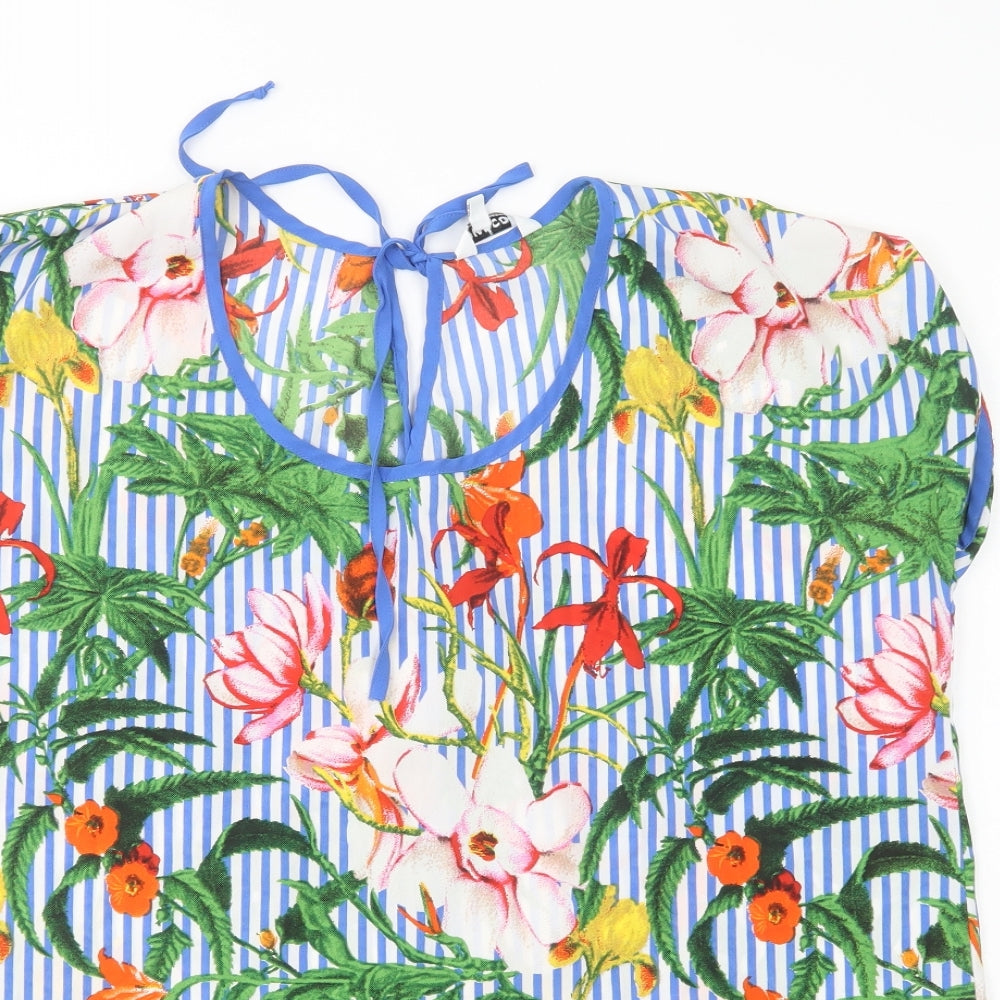 Pep & Co Womens Multicoloured Floral Polyester Basic Blouse Size 18 Scoop Neck