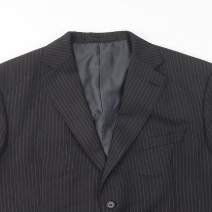 Impressions Mens Grey Striped  Jacket Blazer Size L  Button
